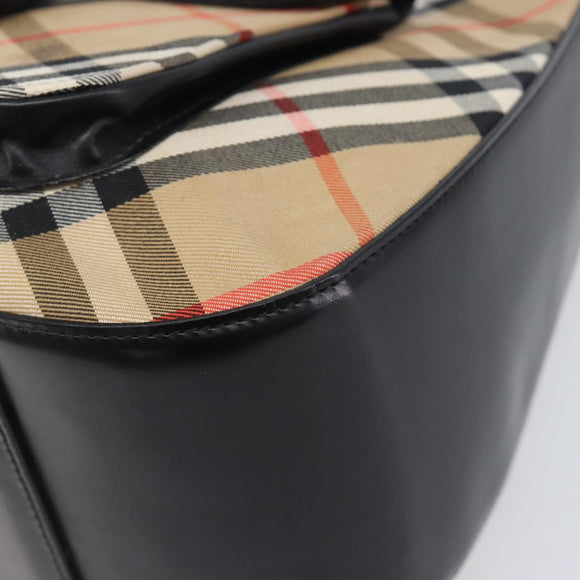 Burberrys Nova Check Shoulder Bag Canvas Beige Silver Auth 207696A
