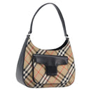 Burberrys Nova Check Shoulder Bag Canvas Beige Silver Auth 207696A-1
