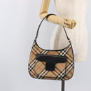 Burberrys Nova Check Shoulder Bag Canvas Beige Silver Auth 207696A-24