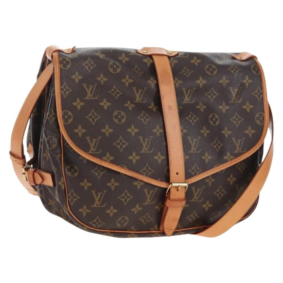LOUIS VUITTON Monogram Saumur 35 Shoulder Bag M42254 LV Auth 207698V