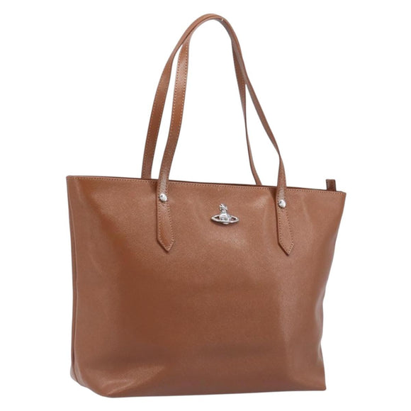 Vivienne Westwood Tote Bag Leather Brown Silver Auth 207699A