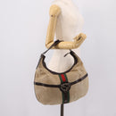GUCCI Interlocking G Shoulder Bag Canvas Beige Silver 114871 Auth 207703-23