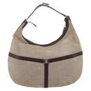 GUCCI Interlocking G Shoulder Bag Canvas Beige Silver 114871 Auth 207703-3