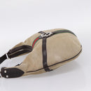 GUCCI Interlocking G Shoulder Bag Canvas Beige Silver 114871 Auth 207703-4