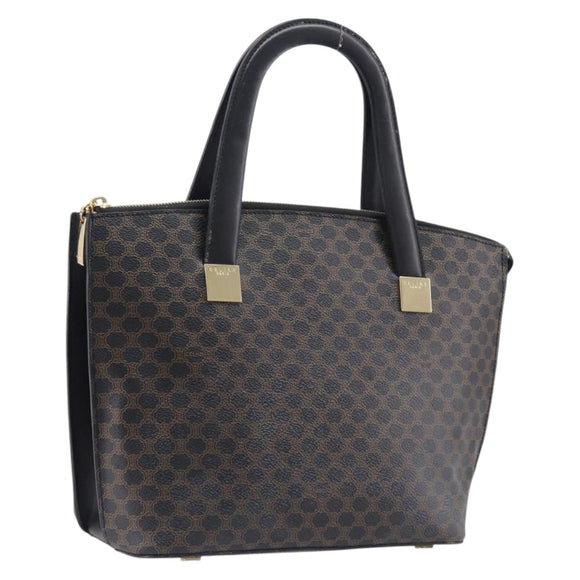 CELINE Macadam Hand Bag PVC Black Gold Tone Auth 207706