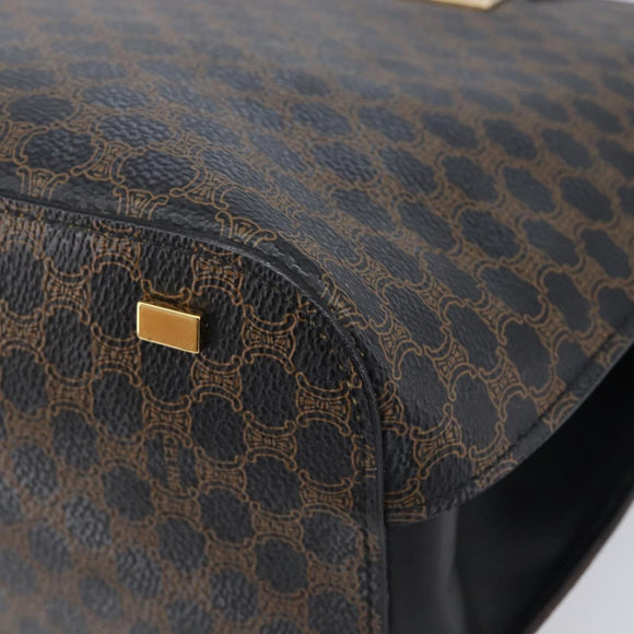 CELINE Macadam Hand Bag PVC Black Gold Tone Auth 207706