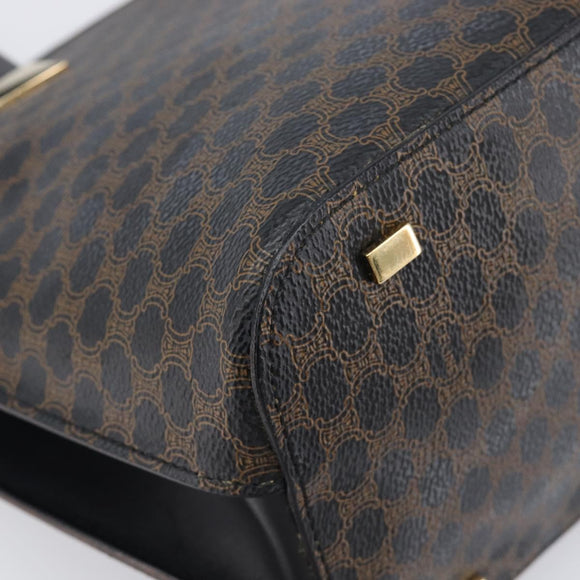 CELINE Macadam Hand Bag PVC Black Gold Tone Auth 207706