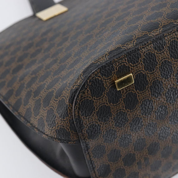 CELINE Macadam Hand Bag PVC Black Gold Tone Auth 207706