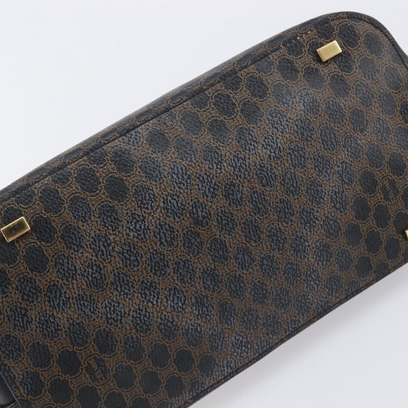 CELINE Macadam Hand Bag PVC Black Gold Tone Auth 207706