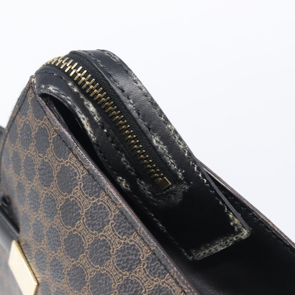 CELINE Macadam Hand Bag PVC Black Gold Tone Auth 207706