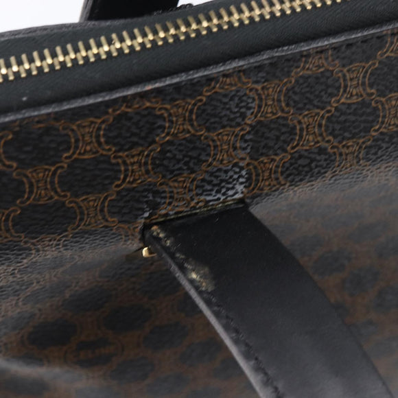 CELINE Macadam Hand Bag PVC Black Gold Tone Auth 207706