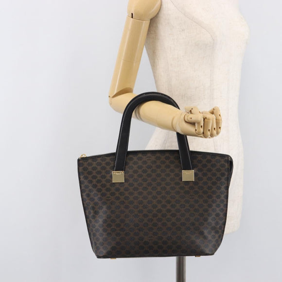 CELINE Macadam Hand Bag PVC Black Gold Tone Auth 207706