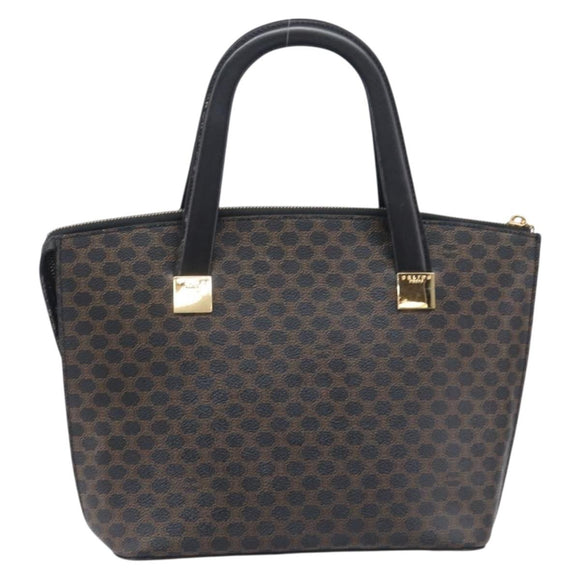CELINE Macadam Hand Bag PVC Black Gold Tone Auth 207706