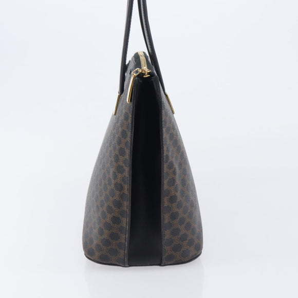 CELINE Macadam Hand Bag PVC Black Gold Tone Auth 207706
