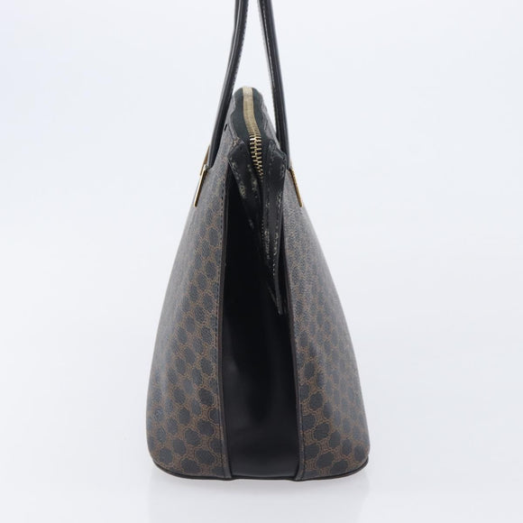 CELINE Macadam Hand Bag PVC Black Gold Tone Auth 207706