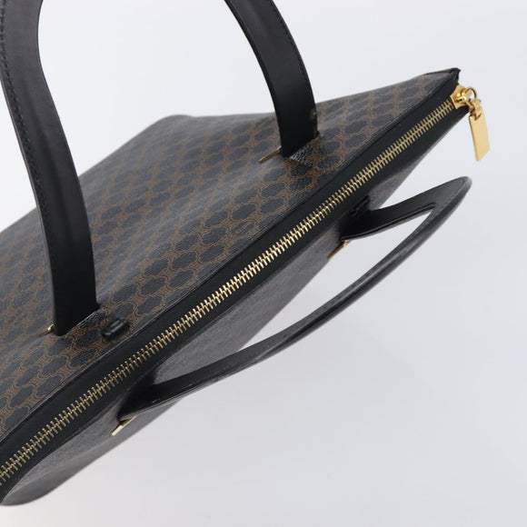 CELINE Macadam Hand Bag PVC Black Gold Tone Auth 207706