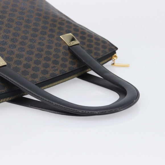 CELINE Macadam Hand Bag PVC Black Gold Tone Auth 207706