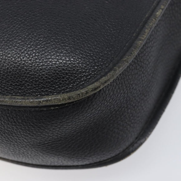 HERMES Evelyn PM Shoulder Bag Leather Black Silver Auth 207708