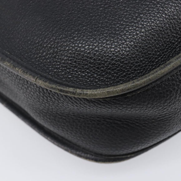 HERMES Evelyn PM Shoulder Bag Leather Black Silver Auth 207708