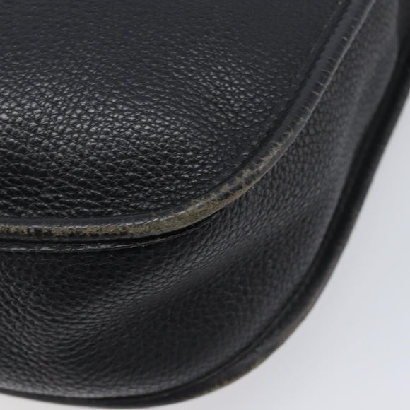 HERMES Evelyn PM Shoulder Bag Leather Black Silver Auth 207708