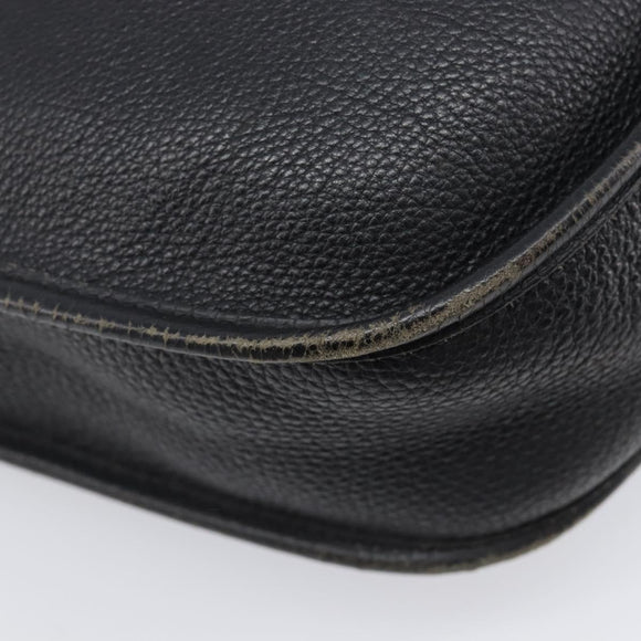 HERMES Evelyn PM Shoulder Bag Leather Black Silver Auth 207708