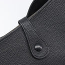 HERMES Evelyn PM Shoulder Bag Leather Black Silver Auth 207708-18