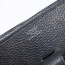 HERMES Evelyn PM Shoulder Bag Leather Black Silver Auth 207708-19