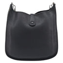 HERMES Evelyn PM Shoulder Bag Leather Black Silver Auth 207708-3