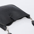 HERMES Evelyn PM Shoulder Bag Leather Black Silver Auth 207708-6