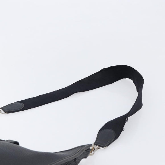 HERMES Evelyn PM Shoulder Bag Leather Black Silver Auth 207708