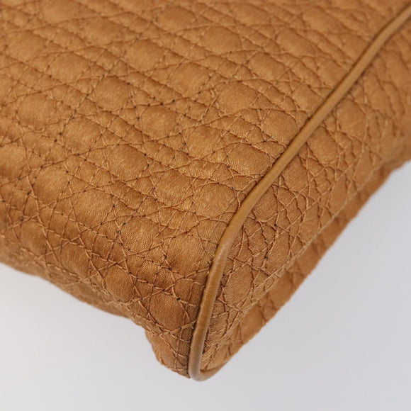 Christian Dior Canage Clutch Bag Nylon Brown Gold Tone Auth 207710