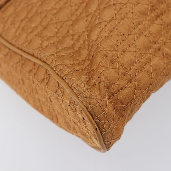 Christian Dior Canage Clutch Bag Nylon Brown Gold Tone Auth 207710