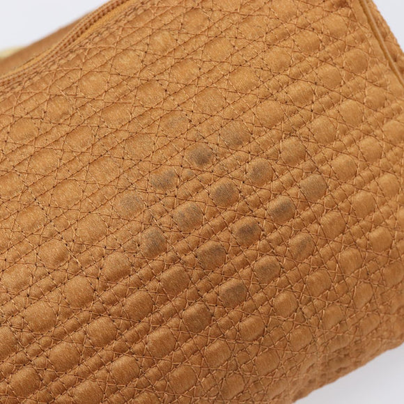 Christian Dior Canage Clutch Bag Nylon Brown Gold Tone Auth 207710