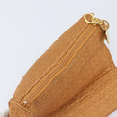 Christian Dior Canage Clutch Bag Nylon Brown Gold Tone Auth 207710-15