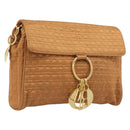 Christian Dior Canage Clutch Bag Nylon Brown Gold Tone Auth 207710-1