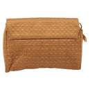 Christian Dior Canage Clutch Bag Nylon Brown Gold Tone Auth 207710-3