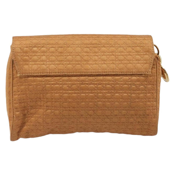 Christian Dior Canage Clutch Bag Nylon Brown Gold Tone Auth 207710