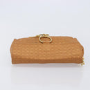 Christian Dior Canage Clutch Bag Nylon Brown Gold Tone Auth 207710-6