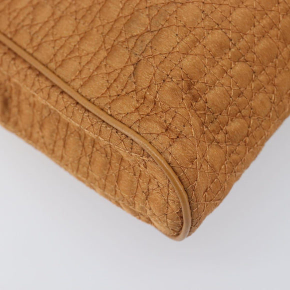 Christian Dior Canage Clutch Bag Nylon Brown Gold Tone Auth 207710