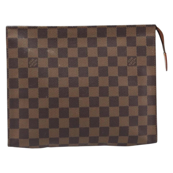 LOUIS VUITTON Damier Ebene Poche Toilette 26 Pouch N47543 LV Auth 207711