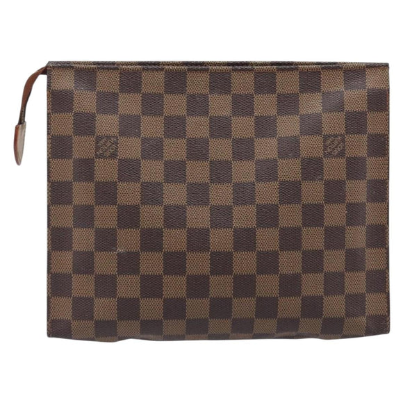 LOUIS VUITTON Damier Ebene Poche Toilette 26 Pouch N47543 LV Auth 207711