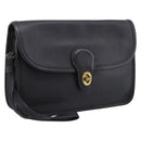 Coach Clutch Bag Leather Black Gold Tone Auth 207714-1
