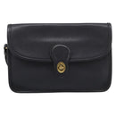 Coach Clutch Bag Leather Black Gold Tone Auth 207714-13