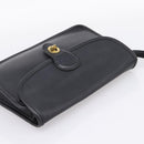 Coach Clutch Bag Leather Black Gold Tone Auth 207714-5