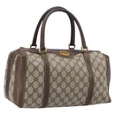 GUCCI GG Supreme Boston Bag PVC Beige Gold Tone 25 02 2112 Auth 207725-1