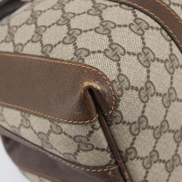 GUCCI GG Supreme Boston Bag PVC Beige Gold Tone 25 02 2112 Auth 207725