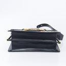 CELINE C Saluki Shoulder Bag Canvas Navy Gold Tone Auth 207727-11
