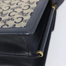 CELINE C Saluki Shoulder Bag Canvas Navy Gold Tone Auth 207727-14