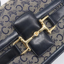 CELINE C Saluki Shoulder Bag Canvas Navy Gold Tone Auth 207727-16