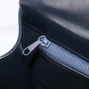CELINE C Saluki Shoulder Bag Canvas Navy Gold Tone Auth 207727-22